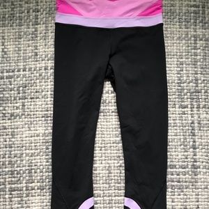 LULULEMON Dark Grey & Pink Athletic Crop Pants